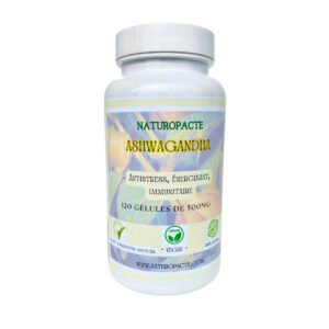 Ashwagandha en gélules 500 mg – complément alimentaire naturel adaptogène, antistress et revitalisant, 120 gélules végétales
